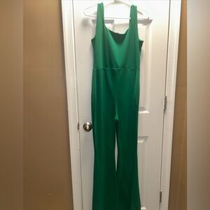 Women’s Sleeveless Green Jumpsuit size 10 wide leg